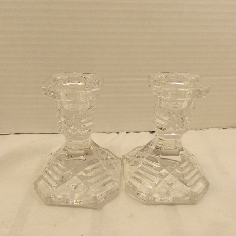 Waterford Lismore Crystal Candle Holders 4" 2 Candle Holders.